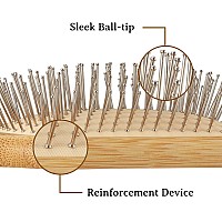 BFWood Bamboo Hair Brush with Steel Bristles, Help Hair Growth and Massaging Scalp