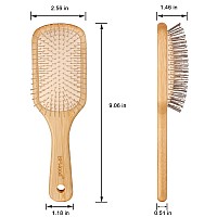 BFWood Bamboo Hair Brush with Steel Bristles, Help Hair Growth and Massaging Scalp