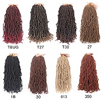 Leeven 18 Inch 7 Packs Synthetic Brown Soft Locs Crochet Hair 126 Roots Prelooped Messy Faux Locs Crochet Braids Hair For Women