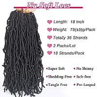 Leeven 18 Inch New Soft Locs Crochet Hair 36 Roots Black Curly Wavy Faux Locs Crochet Braids Hair Pre Looped Goddess Locs Extens