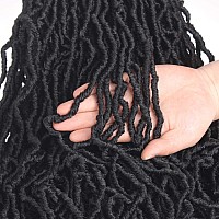 Leeven 18 Inch New Soft Locs Crochet Hair 36 Roots Black Curly Wavy Faux Locs Crochet Braids Hair Pre Looped Goddess Locs Extens