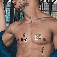 chinese characters Temporary Tattoos 50+ Designs,Black Letter Tattoos Easter,Realistic Word Long-lasting Waterproof and Sexy Fake Tattoo christmas gift