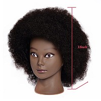 Rruaneal Afro Hair Mannequin Head With 100 Human Hair Curly Cosmetology Doll Head Stand For Display Hairdresser Practice Braidi