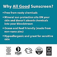 All Good Sunscreen Tinted Mineral Sunscreen For Face Body Spf 30 Water Resistant Coral Reef Friendly Coconut Oil Jojob