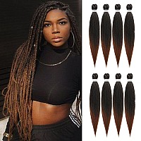 Rosdina Prestretched Braiding Hair 20 Inch 8 Packs Ombre Brown Long Braiding Hair For Twist Or Box Braids Yaki Texture Hot W