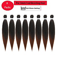 Rosdina Prestretched Braiding Hair 20 Inch 8 Packs Ombre Brown Long Braiding Hair For Twist Or Box Braids Yaki Texture Hot W