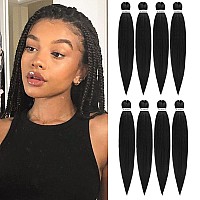 Rosdina Prestretched Braiding Hair 16 Inch 8 Packs Natural Black Short Braiding Hair For Twist Or Box Braids Yaki Texture Ho