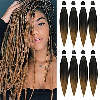 Rosdina Prestretched Braiding Hair 22 Inch 8 Packs Ombre Blonde Long Braiding Hair For Twist Or Box Braids Yaki Texture Hot