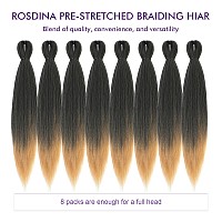 Rosdina Prestretched Braiding Hair 22 Inch 8 Packs Ombre Blonde Long Braiding Hair For Twist Or Box Braids Yaki Texture Hot