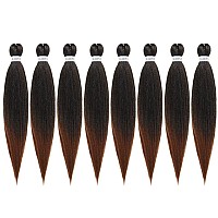 Rosdina Prestretched Braiding Hair 24 Inch 8 Packs Ombre Brown Long Braiding Hair For Twist Or Box Braids Yaki Texture Hot W