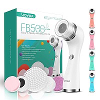 VOYOR Facial cleansing Brush Rechargeable, Spin Face Brush Waterproof 5-in-1 Body Brush Set for Deep Skin cleansing, gentle Exfoliating and Massaging FB500 (White)