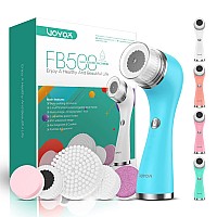 VOYOR Facial cleansing Brush Rechargeable, Spin Face Brush Waterproof 5-in-1 Body Brush Set for Deep Skin cleansing, gentle Exfoliating and Massaging FB500 (Blue)