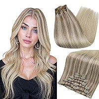 Full Shine Clip In Blonde Hair Extensions 12 Inch Nordic Real Human Hair Clip In Extensions For Short 7Pcs Double Weft Brazilian