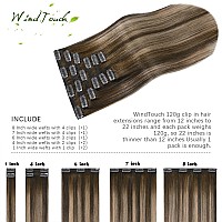 Windtouch Clip In Hair Extensions Human Hair Extensions Clip In Extensions Ombre Medium Brown To Caramel Blonde Balayage Clip In