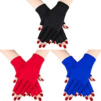 Syhood 3 Pairs Uv Light Glove For Gel Nail Lamp Manicure Glove Anti Uv Fingerless Gloves Protect Hands From Uv Light Lamp Manicu