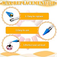 Blulu 16 Pcs Wax Tips For Nail Rhinestones Replacement Diamond Painting Wax Head Tips Rhinestone Picker Tool For Nail Dotting Pe