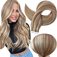 Full Shine Tape In Extensions Invisible 16 Inch Tape In Hair Extensions Human Hair Double Sided Tape Hair 10P613 Golden Brown Hi