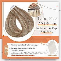 Full Shine Tape In Extensions Invisible 16 Inch Tape In Hair Extensions Human Hair Double Sided Tape Hair 10P613 Golden Brown Hi