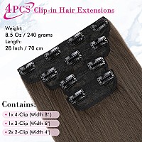 Reecho 28 Straight Super Long 4 Pcs Set Thick Clip In On Hair Extensions Medium Ash Brown