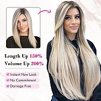 Reecho 28 Straight Super Long 4 Pcs Set Thick Clip In On Hair Extensions Dark Blonde