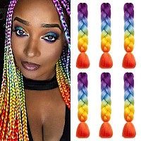 Benehair Rainbow Braiding Hair 6 Bundleslot 24Inch Jumbo Braiding Hair Extensions High Temperature Synthetic Braid Hair Braidin