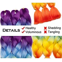 Benehair Rainbow Braiding Hair 6 Bundleslot 24Inch Jumbo Braiding Hair Extensions High Temperature Synthetic Braid Hair Braidin