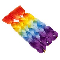 Benehair Rainbow Braiding Hair 6 Bundleslot 24Inch Jumbo Braiding Hair Extensions High Temperature Synthetic Braid Hair Braidin