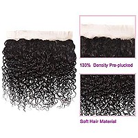 Brazilian Water Wave Human Hair Bundles With Frontal 13X4 Free Part Lace Frontal Virgin Human Hair Bundles Human Hair Extensions