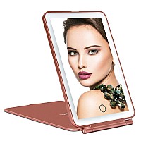 Deweisn Led Makeup Mirror For Travel 32 Leds Lighted Vanity Mirrors With Dimmable Lightcompact Slim Rechargeable Lighted Mir