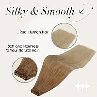 Full Shine 22 Inch Hair Extensions Real Human Hair Genius Weft Extensions For Women Hand Tied Hair Extensions Remy Hair Color Li