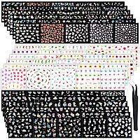 5000 Pieces Flower Nail Stickers 100 Sheets 3D Self-Adhesive Nail Floral Stickers Multi-Design Flower Nail Decals Multicolor Flower Manicure Stickers with Tweezer (Retro Floral Series)