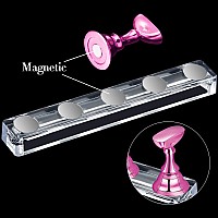 6 Sets Nail Tips Stand Holder Acrylic Nail Tips Practice Display Stand Magnetic Nail Art Holder Manicure Finger Training Stands