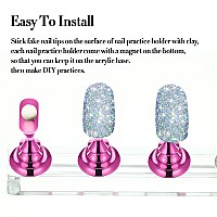 6 Sets Nail Tips Stand Holder Acrylic Nail Tips Practice Display Stand Magnetic Nail Art Holder Manicure Finger Training Stands