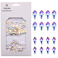 Tisslan 100Pcs Flame Shape Design 2 Sizes Flatback Glass Crystal Ab Rhinestones For 3D Nail Art Craft Mix Decoration Stone Gems