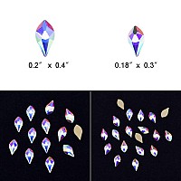 Tisslan 100Pcs Flame Shape Design 2 Sizes Flatback Glass Crystal Ab Rhinestones For 3D Nail Art Craft Mix Decoration Stone Gems