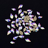 Tisslan 100Pcs Flame Shape Design 2 Sizes Flatback Glass Crystal Ab Rhinestones For 3D Nail Art Craft Mix Decoration Stone Gems