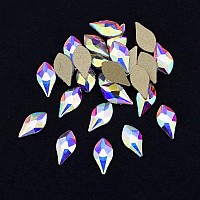 Tisslan 100Pcs Flame Shape Design 2 Sizes Flatback Glass Crystal Ab Rhinestones For 3D Nail Art Craft Mix Decoration Stone Gems