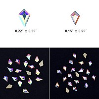 Tisslan 100Pcs Glass Kite Flatback Crystals Design Nail Art Diamond Decoration Stones 2 Sizes Mix