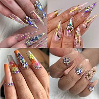 Tisslan 100Pcs Glass Kite Flatback Crystals Design Nail Art Diamond Decoration Stones 2 Sizes Mix