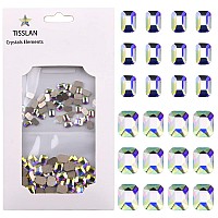 Tisslan 100Pcs Big And Small Geometrical Rectangle Shape Glass Crystal Ab Flatback Nail Diamond Rhinestone Charms Mix Each 50Pcs