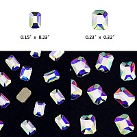 Tisslan 100Pcs Big And Small Geometrical Rectangle Shape Glass Crystal Ab Flatback Nail Diamond Rhinestone Charms Mix Each 50Pcs