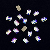 Tisslan 100Pcs Big And Small Geometrical Rectangle Shape Glass Crystal Ab Flatback Nail Diamond Rhinestone Charms Mix Each 50Pcs