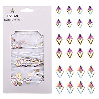 Tisslan 100Pcs Mix 3 Sizes 3D Nail Crystal Ab Flatback Rhombus Diamond Rhinestone Accessories Craft Diy Supply