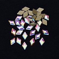 Tisslan 100Pcs Mix 3 Sizes 3D Nail Crystal Ab Flatback Rhombus Diamond Rhinestone Accessories Craft Diy Supply