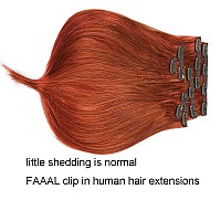 18 Clip In Human Hair Extensions Full Head 150G 7 Pieces 16 Clips 350 Copper Red Double Weft Brazilian Real Remy Hair Extensio