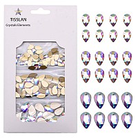 Tisslan 100Pcs Crystal Ab Foiled Pear Shape Flatback Rhinestone 3 Sizes Mix Nail Art Stones Decorations Jewels For Diy Supplies