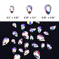 Tisslan 100Pcs Crystal Ab Foiled Pear Shape Flatback Rhinestone 3 Sizes Mix Nail Art Stones Decorations Jewels For Diy Supplies