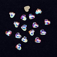 Tisslan 100Pcs 3 Size Mix Heart Nail Decoration Crystals Ab Diamond Rhinestones Flatback Charms Supplies