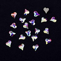 Tisslan 100Pcs 3 Size Mix Heart Nail Decoration Crystals Ab Diamond Rhinestones Flatback Charms Supplies