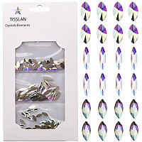 Tisslan 100Pcs Crystal Ab Flatback Marquise Rhinestones 3D Nail Art Decoration 3 Designs Mix Sparkling Accessories